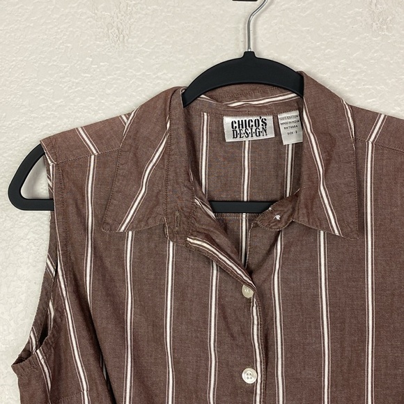 Vintage Chico’s striped sleeveless tie front top - Picture 3 of 5